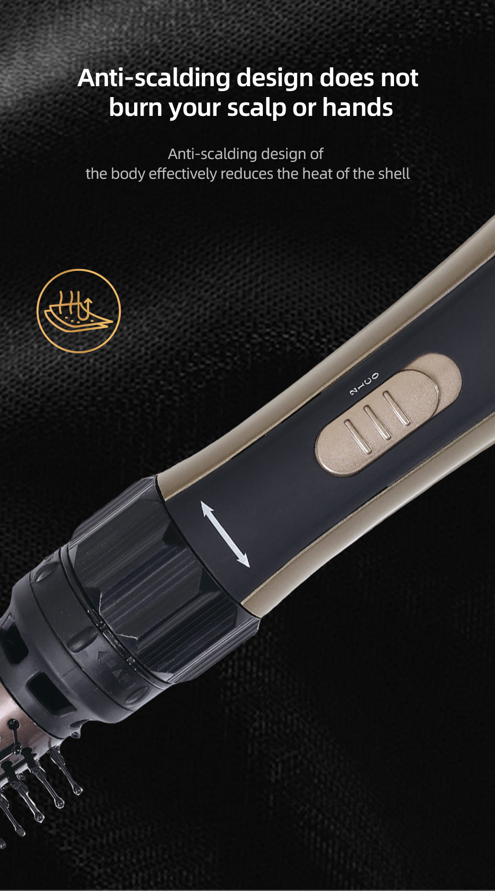 Perie Rotativă cu Uscător HALEY – Feon 2 în 1, 1000W, 2 Trepte Viteză, Coafare Rapidă și Volum, Design Elegant Negru